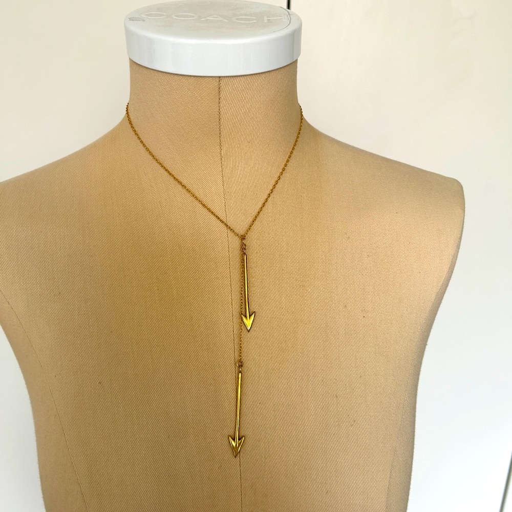 Arrow gold necklace, worn different ways